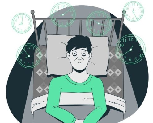 Person lays in bed wide awake, counting the hours until morning
